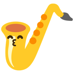 kissing face with smiling eyes and saxophone