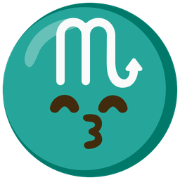 kissing face with smiling eyes and Scorpio