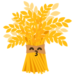 kissing face with smiling eyes and sheaf of rice