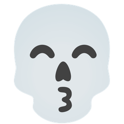 kissing face with smiling eyes and skull