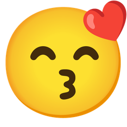 Kissing face with smiling eyes and Slightly smiling face