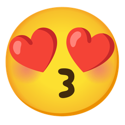 Kissing face with smiling eyes and Smiling face with heart-eyes