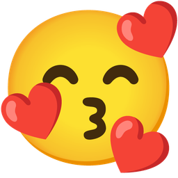 Kissing face with smiling eyes and Smiling face with hearts