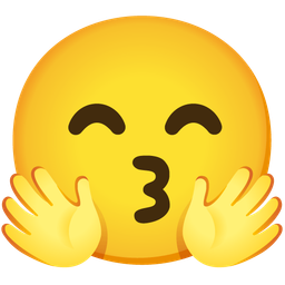 Kissing face with smiling eyes and Smiling face with open hands