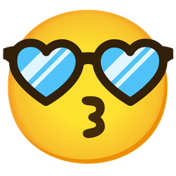 kissing face with smiling eyes and smiling face with sunglasses