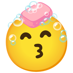 kissing face with smiling eyes and soap