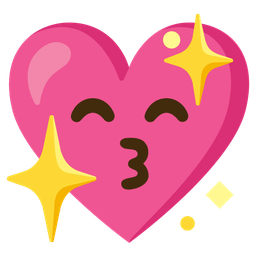kissing face with smiling eyes and sparkling heart