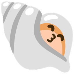 kissing face with smiling eyes and spiral shell