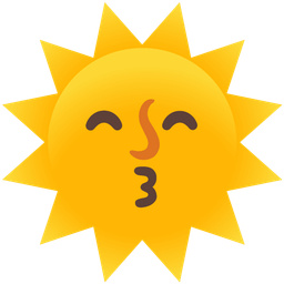 kissing face with smiling eyes and sun with face