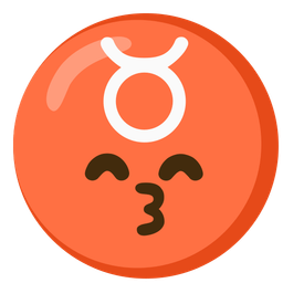 kissing face with smiling eyes and Taurus