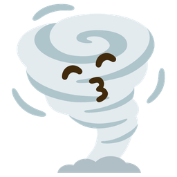 kissing face with smiling eyes and tornado