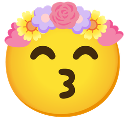 kissing face with smiling eyes and tulip