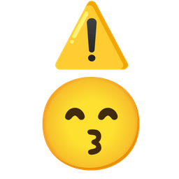 kissing face with smiling eyes and warning