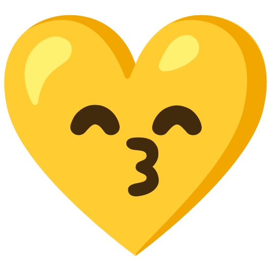 Kissing face with smiling eyes and Yellow heart