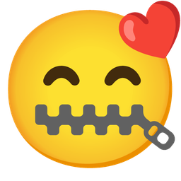 kissing face with smiling eyes and zipper-mouth face