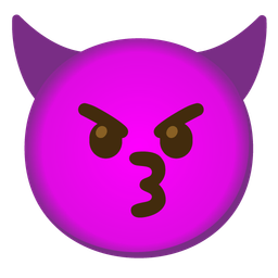 kissing face and angry face with horns