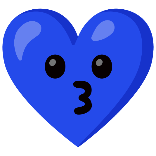Kissing face and Blue heart