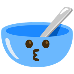 kissing face and bowl with spoon