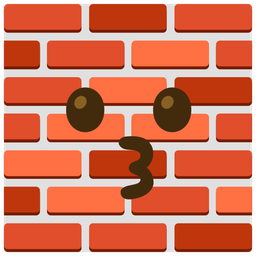 kissing face and brick