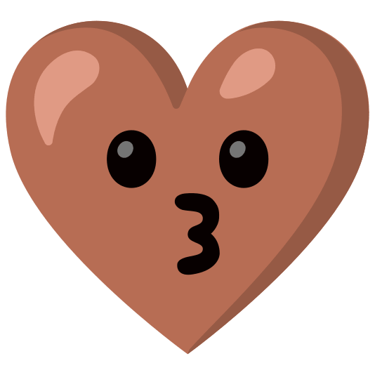 Kissing face and Brown heart