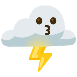 kissing face and cloud with lightning