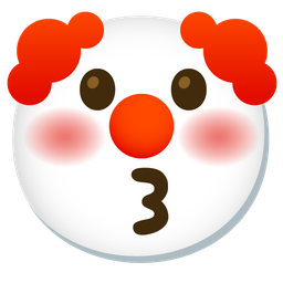 kissing face and clown face