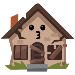 kissing face and derelict house