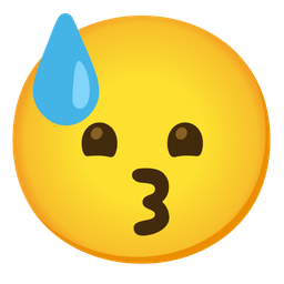 kissing face and downcast face with sweat