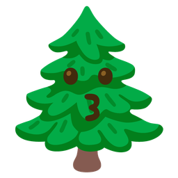 kissing face and evergreen tree