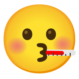 kissing face and face with thermometer