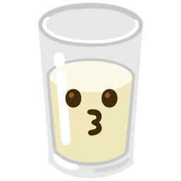 kissing face and glass of milk