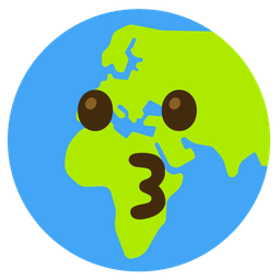 kissing face and globe showing Europe-Africa