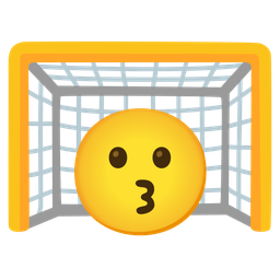 kissing face and goal net