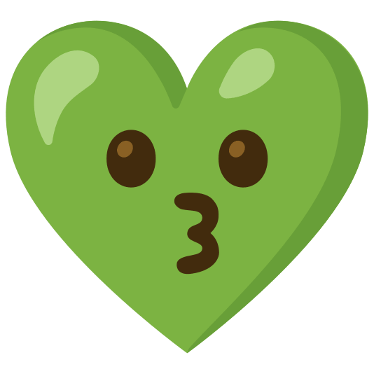 Kissing face and Green heart