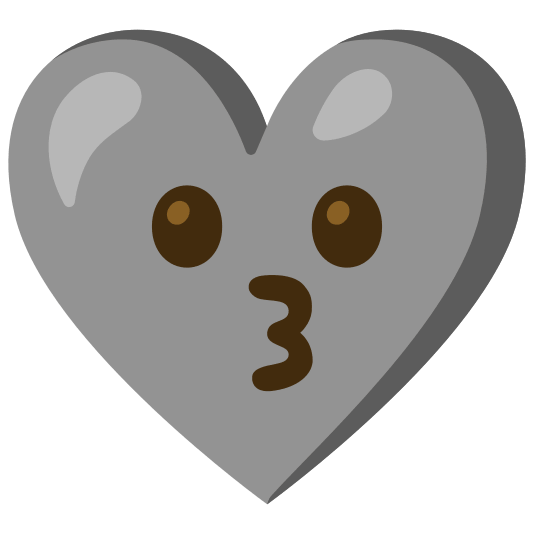 Kissing face and Grey heart