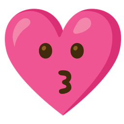 kissing face and heart with ribbon
