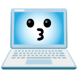 kissing face and laptop