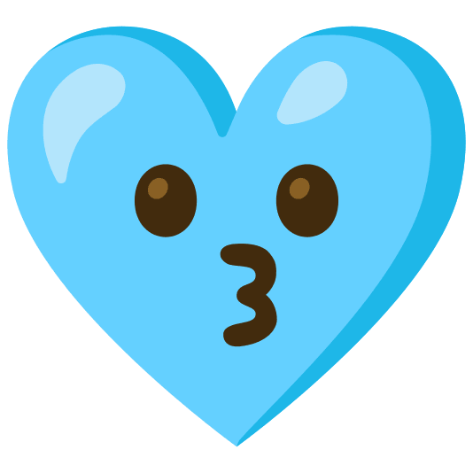 Kissing face and Light blue heart