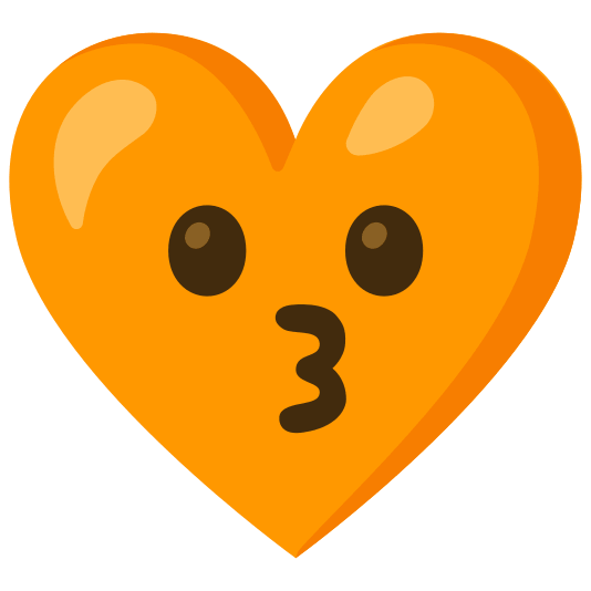Kissing face and Orange heart