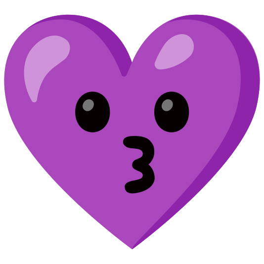 Kissing face and Purple heart