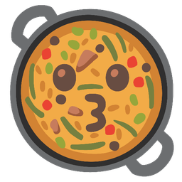 kissing face and shallow pan of food