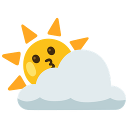 kissing face and sun behind cloud