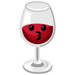 kissing face and wine glass