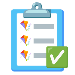 kite and check mark button