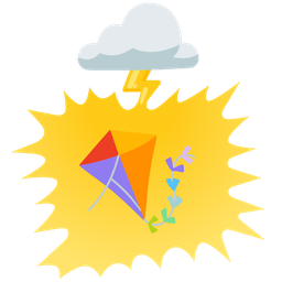 kite and cloud with lightning