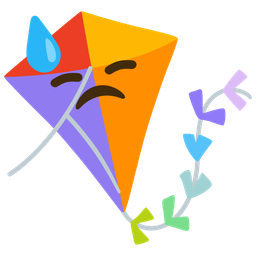 kite and downcast face with sweat