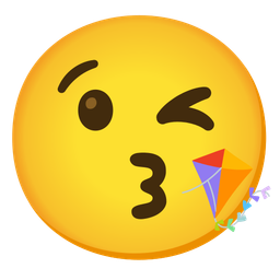 Kite and Face blowing a kiss