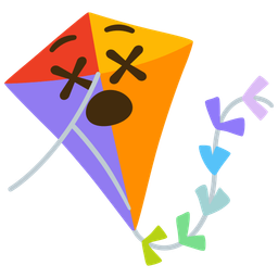 kite and face with crossed-out eyes