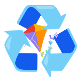 kite and recycling symbol
