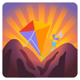 kite and sunrise over mountains